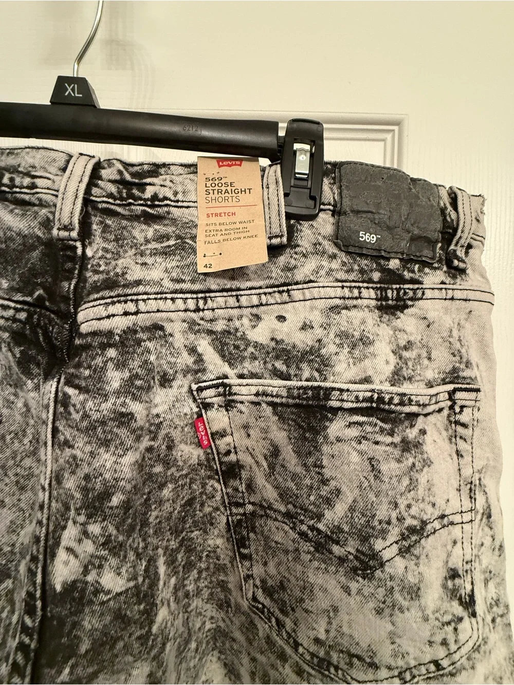 Levi's Black & Gray Acid-Wash Denim Shorts